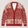 Nordic Red And Cream Geometric Bands For Cozy Everyday Layering And Weekend Wear All-over Print Knitted Cardigan - 1