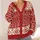 Nordic Red And Cream Geometric Bands For Cozy Everyday Layering And Weekend Wear All-over Print Knitted Cardigan - 4