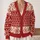 Nordic Red And Cream Geometric Bands For Cozy Everyday Layering And Weekend Wear All-over Print Knitted Cardigan - 2