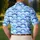 Blue Scallop Wave Motif For Golf Days And Coastal Sport Supporters, Modern Style Men's Polo Shirt - 5