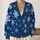 Snowflake Winter Motifs for Cozy Everyday Layering in Deep Blue and Cream for Women All-over Print Knitted Cardigan - 2