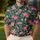 Pink Wildflowers on Forest Green for Tropical Golf and Vacation Style for Couples Men's Polo Shirt - 4