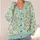 Fresh Mint Daisy Botanical Blooms for Relaxed Autumn Layering, Women's Everyday Style All-over Print Knitted Cardigan - 4