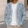 Icy Blue Botanical Relief For Relaxed Layering And Everyday Cool Weather Elegance All-over Print Knitted Cardigan - 5