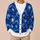 Cobalt Midnight Whirlwind And Golden Stars For Relaxed Everyday Layering Style All-over Print Knitted Cardigan - 6