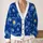 Cobalt Midnight Whirlwind And Golden Stars For Relaxed Everyday Layering Style All-over Print Knitted Cardigan - 2