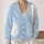 Icy Blue And White Organic Color Blocks For Relaxed Everyday Layering, Women’s Style All-over Print Knitted Cardigan - 2
