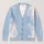 Icy Blue And White Organic Color Blocks For Relaxed Everyday Layering, Women’s Style All-over Print Knitted Cardigan - 1