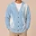 Icy Blue And White Organic Color Blocks For Relaxed Everyday Layering, Women’s Style All-over Print Knitted Cardigan - 6