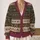 Burgundy Charcoal Vintage Geometric Layers For Casual Office And Relaxed Weekend Wear All-over Print Knitted Cardigan - 2