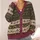 Burgundy Charcoal Vintage Geometric Layers For Casual Office And Relaxed Weekend Wear All-over Print Knitted Cardigan - 4