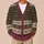 Burgundy Charcoal Vintage Geometric Layers For Casual Office And Relaxed Weekend Wear All-over Print Knitted Cardigan - 6