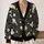 Cream Cat Wave Motifs for Relaxed Everyday Layering, Modern Feline Style for Men All-over Print Knitted Cardigan - 2