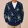 Navy Galaxy Swirl Stars For Relaxed Everyday Layering And Cosmic Weekend Outdoor Style All-over Print Knitted Cardigan - 6