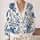 Blue Gold Porcelain Florals for Elegant French Style Layering and Everyday Womenswear All-over Print Knitted Cardigan - 2