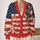American Flag Cherry Blossoms for Casual Weekend Layering, Women’s Patriotic Style All-over Print Knitted Cardigan - 2