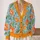 Orange Poppy Floral Casual Layering Style for Daily Commute and Weekend Wear Women All-over Print Knitted Cardigan - 2