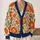 Orange Poppy Florals for Vintage Summer Layering and Everyday Cottagecore Wardrobe Style All-over Print Knitted Cardigan - 2