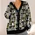 Bookshelf Cat Reading Room Motif for Relaxed Library Days and Cozy Everyday Layering All-over Print Knitted Cardigan - 4