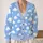Soft Blue Cloud Motifs for Cozy Autumn Layering and Cute Everyday Style for Women All-over Print Knitted Cardigan - 2