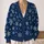 Navy Snowflake Motif for Cozy Winter Layering and Festive Everyday Style for Women All-over Print Knitted Cardigan - 2