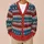Nordic Folk Blue Red Geometric Winter Layers for Cozy Weekend Style and Travel Wear All-over Print Knitted Cardigan - 6