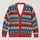 Nordic Folk Blue Red Geometric Winter Layers for Cozy Weekend Style and Travel Wear All-over Print Knitted Cardigan - 1