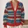 Nordic Folk Blue Red Geometric Winter Layers for Cozy Weekend Style and Travel Wear All-over Print Knitted Cardigan - 2