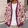 Burgundy and Blush Abstract Speckles for Relaxed Everyday Layering and Weekend Style All-over Print Knitted Cardigan - 5