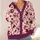 Burgundy and Blush Abstract Speckles for Relaxed Everyday Layering and Weekend Style All-over Print Knitted Cardigan - 4