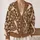 Vintage Brown Cream Floral Patchwork for Casual Layering and Everyday Womens Style All-over Print Knitted Cardigan - 2
