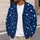 White Star Motif Navy Blue Style for Relaxed Lounging and Everyday Layering Women All-over Print Knitted Cardigan - 5