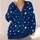 White Star Motif Navy Blue Style for Relaxed Lounging and Everyday Layering Women All-over Print Knitted Cardigan - 4