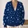 White Star Motif Navy Blue Style for Relaxed Lounging and Everyday Layering Women All-over Print Knitted Cardigan - 2