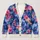 Watercolor Indigo Coral Blooms for Commuting, Gallery Visits, and Weekend Layering All-over Print Knitted Cardigan - 1
