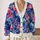 Watercolor Indigo Coral Blooms for Commuting, Gallery Visits, and Weekend Layering All-over Print Knitted Cardigan - 2