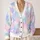 Pastel Tie Dye Stars and Whimsical Animal Motifs for Cozy Loungewear Evenings at Home All-over Print Knitted Cardigan - 2