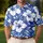 Blue Hawaiian Hibiscus Florals for Summer Golf and Tennis, Women's Tropical Style Men's Polo Shirt - 4