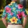 Tropical Hibiscus Floral Blue Beach Golf Style for Summer Tennis and Resort Days Men's Polo Shirt - 5