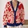 Red and Pink Hearts for Romantic Valentine Outfits and Casual Everyday Layering Looks All-over Print Knitted Cardigan - 2
