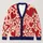 Red and Pink Hearts for Romantic Valentine Outfits and Casual Everyday Layering Looks All-over Print Knitted Cardigan - 1