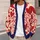 Red and Pink Hearts for Romantic Valentine Outfits and Casual Everyday Layering Looks All-over Print Knitted Cardigan - 5