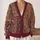 Burgundy Bohemian Patchwork Motifs for Relaxed Everyday Layering and Weekend Style for Women All-over Print Knitted Cardigan - 2