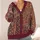 Burgundy Bohemian Patchwork Motifs for Relaxed Everyday Layering and Weekend Style for Women All-over Print Knitted Cardigan - 4