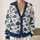 Navy Fish Motif With Coastal Charm for Relaxed Weekend Layering and Everyday Wear All-over Print Knitted Cardigan - 2