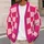 Pink White Checkerboard Blocks For Casual Street Style And Fall Layering For Women All-over Print Knitted Cardigan - 5