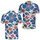 Blue and Red Retro Floral Garden Motifs for Resort Golf Days and Weekend Fairways Men's Polo Shirt - 2