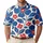 Blue and Red Retro Floral Garden Motifs for Resort Golf Days and Weekend Fairways Men's Polo Shirt - 1