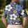 Navy Blue Retro Floral Golf Style for Summer Fairways and Vintage Resort Leisure Men's Polo Shirt - 5