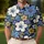 Navy Blue Retro Floral Golf Style for Summer Fairways and Vintage Resort Leisure Men's Polo Shirt - 4